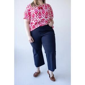 Spanx On the Go Kick Flare Navy Twill Compression Work Trouser XL Crop Pant